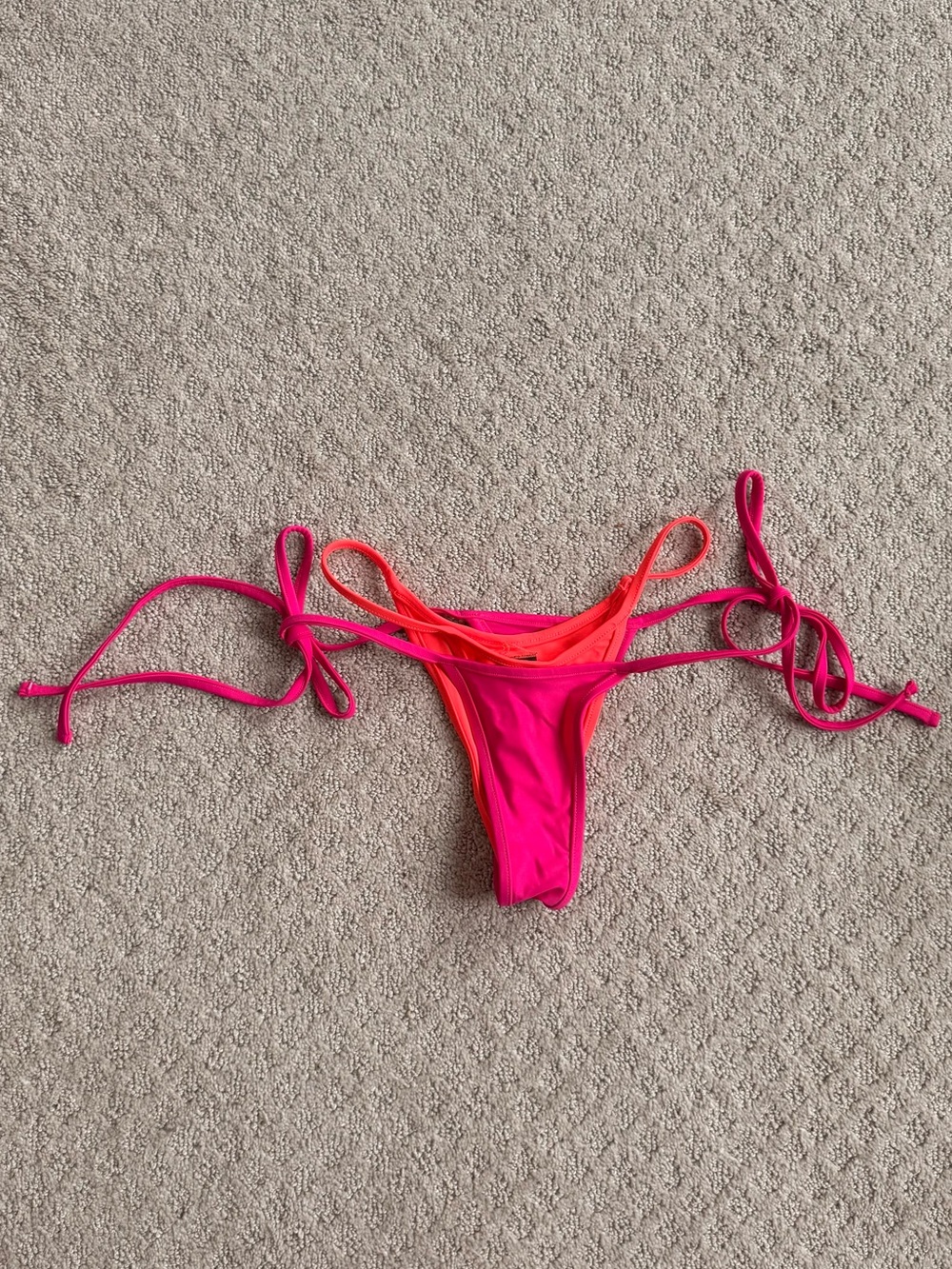 Same Swim Neon Pink & Orange Tie-Side Bikini Bottoms